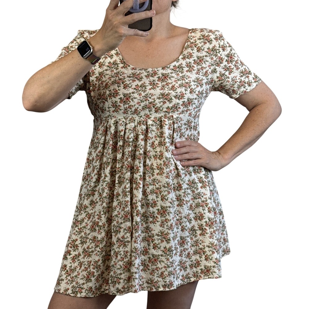 Vintage Stella y2k 90s Floral Babydoll Mini Dress Size‎ S Fairy Coquette Whimsy